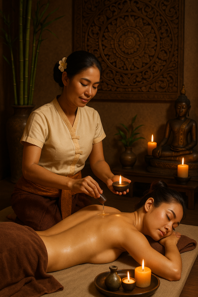 Ou faire un massage typique thailandais aux huiles chaudes pour les problèmes de dos près de Biganos