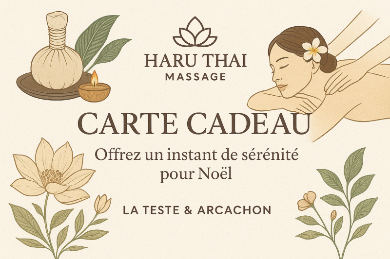 Offrir une carte cadeau pour un massage thaïlandais en solo ou duo sur le bassin d'Arcachon